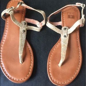 Frye Leather Sandals Metallic Bronze